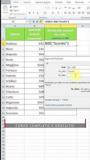 Excel: la funzione SE in 60 secondi