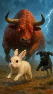 Brave Puppy Saves Rabbit 🐶🐇 From Angry Bull ⚡ | Epic Cinematic| EBONPAW AI|