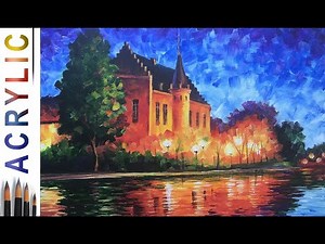Castle near the Lake. How to paint landscape 🎨ACRYLIC tutorial DEMO