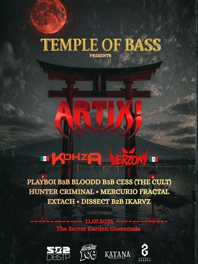 ¿Te gusta el Dubstep y el Riddim? Pues esta información es para ti. 😉🔥 Nos vemos este próximo sábado, 11 de julio en el Secret Garden para la primera edición de Temple Of Bass. 🎫 Adquiere tus entradas en el Link de los comentarios.
