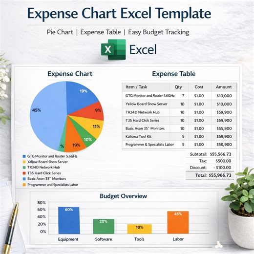 Small Business Expense Tracker | Excel & Google Sheets Budget Template | Expense Tracker Spreadsheet With Pie Chart - Etsy