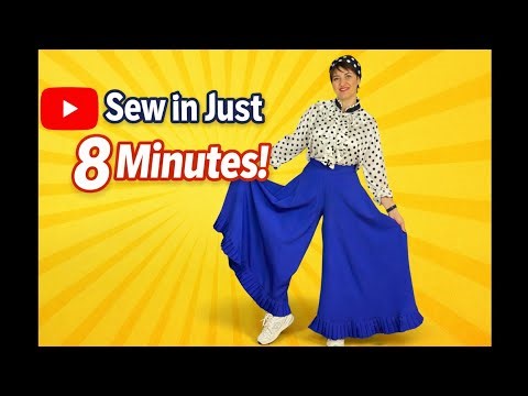 🏆 Sew Wide Leg Pants in Just 8 Minutes | No Pattern | Beginner Friendly❤️