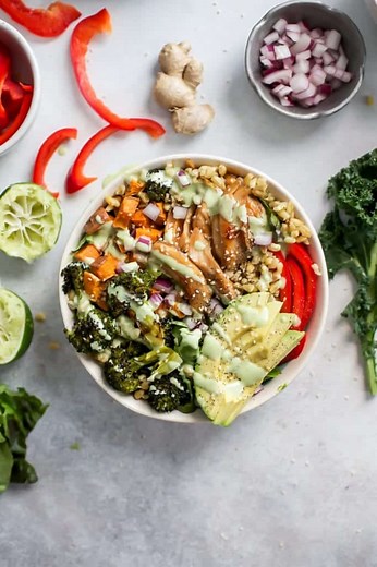 Ginger Chicken Power Bowls • Fit Mitten Kitchen