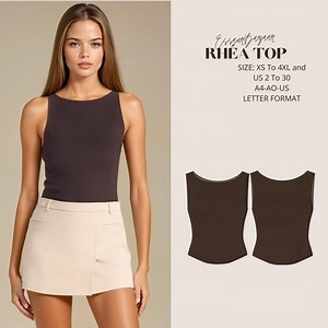 Rhea Top Sewing Pattern, Design Top, Teen Top Pattern, Easy Pattern PDF, Suitable for Us Letter-a4-a0 Format, XS to 4XL, Women Sewing - Etsy