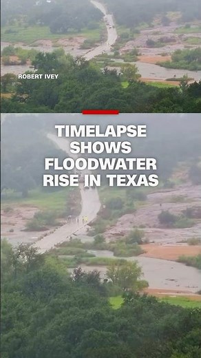 Timelapse shows floodwater rise in #Texas