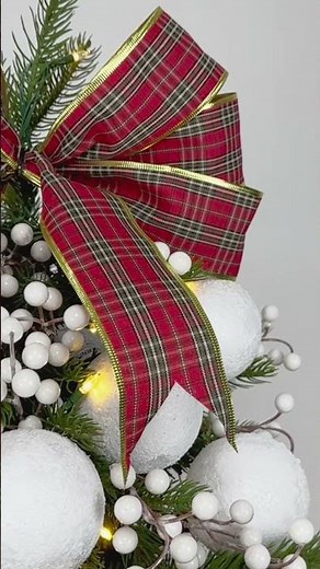 Quick & Easy DIY Plaid Ribbon Tree Topper | Festive Holiday Decor #shorts