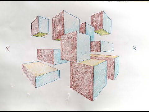 Zweipunktperspektive zeichnen: Schwebende Quader