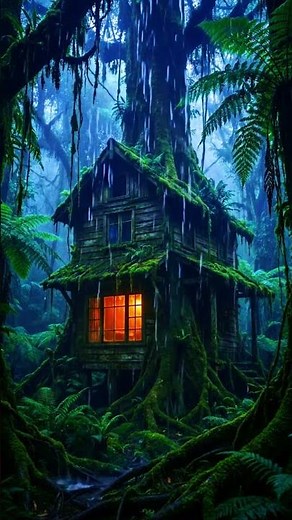 Rainy Night in the Jungle Huts 🌿 Relax, Focus & Drift Away #rainysleep #naturetherapy #meditation