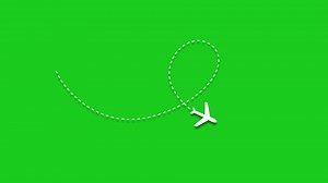 Download Animation of airplane traveling with a path on green background. 4K Resolution for free
