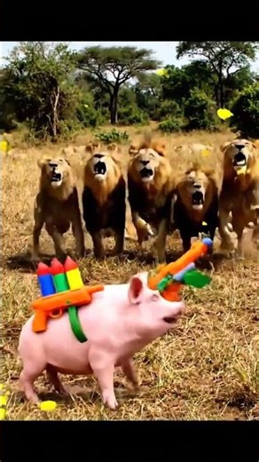 Funny Pig Prank Scares Sleeping Lions 😂 | Jungle Short