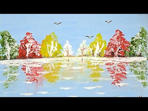 Easy Abstract Tree Reflection Painting || Simple Acrylic Art || Acrylic Art for Beginners