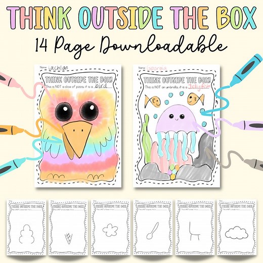 DIGITAL Think Outside the Box Worksheets, Imagination Resources, Confidence Worksheets, Downloadable Early Finishers, Drawing Printable - Etsy UK