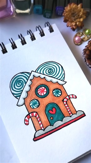 Cute Gingerbread House Christmas Drawing | Easy Festive Doodle for Kids, Beginners & Holiday Shorts