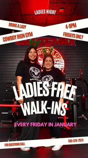 COWBOY IRON GYM on Instagram: "✨LADIES NIGHT IS BACK✨ Every Friday for the month of January FREE WALK-INS 4–9 PM Questions? Send us a DM."