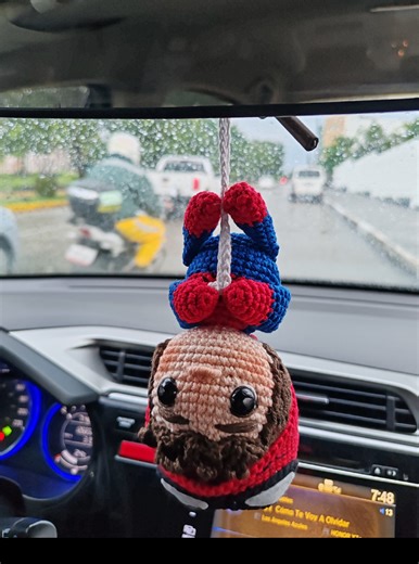 Colgante crochet Spider man 🕸️ con máscara reversible 🕷️ #colgantespiderman🕷️ #spidermancrochet