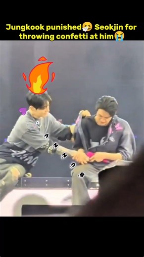 Jungkook punished Seokjin for throwing confetti at him🤧