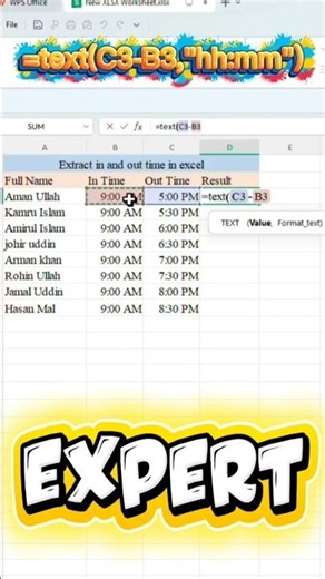 Extract In & Out Time in Excel | Time Formula Expert Trick | Digital Office Skill