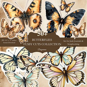 30 Vintage Butterfly Fussy Cuts | Printable for Journals |printable Ephemera| Digital Butterfly Cutouts | Printable Scrapbook Paper - Etsy