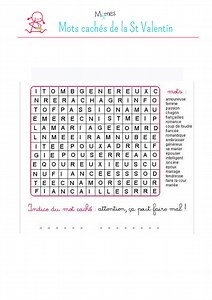 Mots cachés : St Valentin