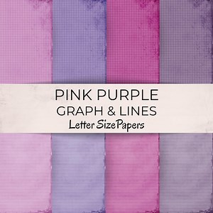 Pink Graph and Lines Digital Paper - Purple Spring Scrapbook Pages for Backgrounds - Letter Size Printable Junk Journal Signature - Etsy Canada