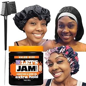 Satin Bonnets (2 pack) bundled with Conditioning Hair Gel and Edge Control Brush