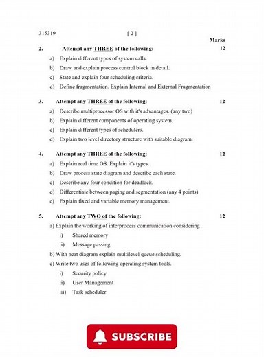 (OSY) msbte k scheme winter 2025 Operating System imp paper #315319 #kscheme #msbte #diploma