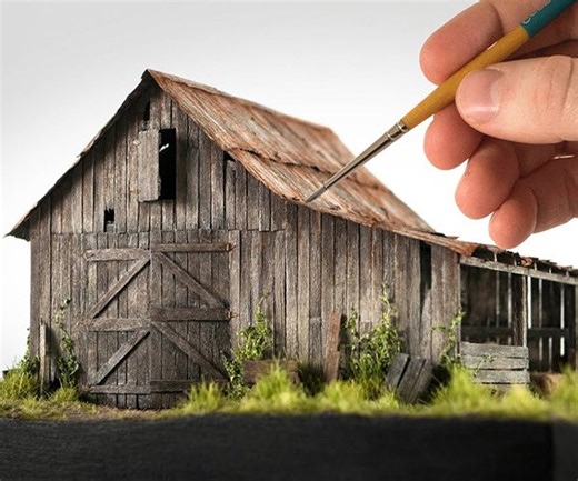 A Satisfying Video of an Modelmaker Building a Miniature Barn