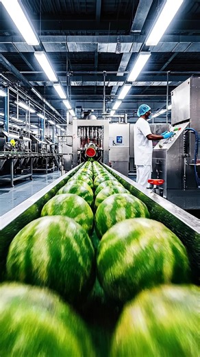 Watermelon to Juice Bottle in Seconds! Fast Factory Process 🍉😱 #shorts
