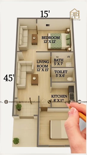 15×45 House Plan — Complete Layout Explained | Hand Sketch Floor Plan 🏠 #experthousedesign