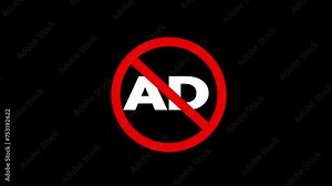 ads crossed out mark color icon animation. ad not allowed icon animation.