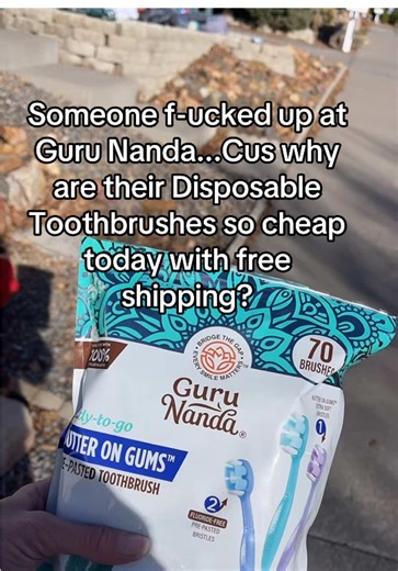 GuruNanda Butter On Gums™ Ready-to-Go Toothbrushes – 70 Count Your new travel essential: pre-pasted, disposable mini toothbrushes that clean   floss   freshen in seconds. • Already loaded with fluoride-free toothpaste (wild mint flavor) • Built-in toothpick for quick between-teeth cleanup • Extra-soft Softex bristles – gentle on gums • No water needed – brush, smile, toss • Individually wrapped & TSA-friendly • 100% recyclable plastic, eco-conscious design Perfect for flights, gym bags, office d