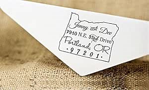Self Inking Oregon State Map Stamp Custom Return Address Rubber Stamp Proposal Gift Idea