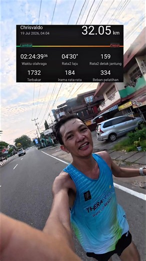 Marathon training W9D6-Longrun32km Rute kesiantan dengan start lebih awal dapat cuaca yang adem hehe latihan kedepan makin intens kayaknya next rute ke kakap kali ya biar mood hahaha #running #marathontraining