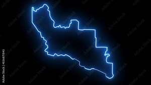 map of Thompson Falls in montana with a blue glowing neon effect