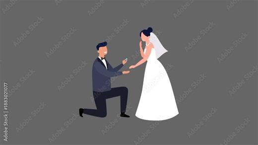 Groom proposes to bride symbol of love and commitment 3d animation