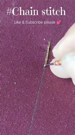 #chain stich using aari needle😍 - very simple, Learn in 2 Minutes💫💕