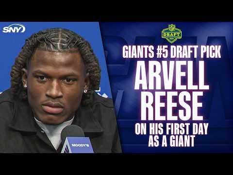 Arvell Reese on his first day as a Giant in New York, talks about conversations with John Harbaugh