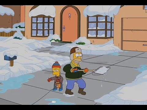 The Simpsons - Bart And Homer cleared The Snow Together!