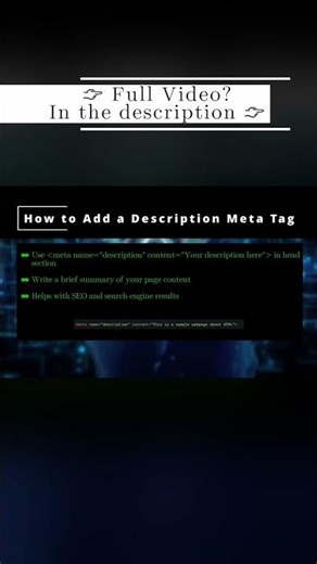 💻 HTML 💻 How to Add a Description Meta Tag 💻 #shorts #KGRDevShorts