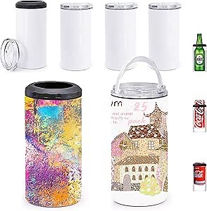 25 Pack16 OZ 4-in-1 Skinny Can Cooler Double Wall Stainless Steel Insulated Can Holder, Sublimation Slim Skinny White Stainless Steel Can Cooler,Sublimation Tumbler,Beer Can Cooler
