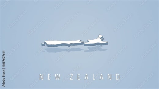 New zealand 3d country map rotating animation