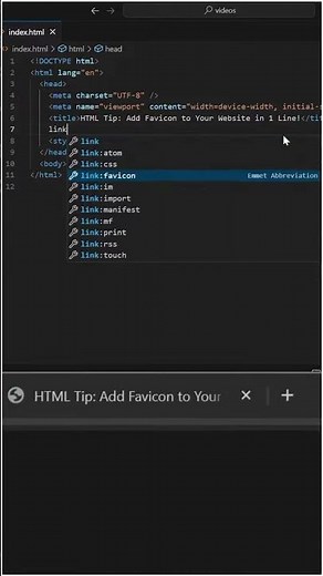Add a Favicon in One Line #html #webdev #frontend