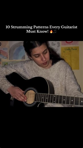 𝐒𝐮𝐧𝐢𝐝𝐡𝐢 𝐂𝐡𝐚𝐮𝐡𝐚𝐧 on Instagram: "🎸 Bored of playing the same strumming pattern? 🎸 Here are 10 versatile strumming patterns that will instantly improve your rhythm! 🎶👇 10 Essential Strumming Patterns: 1️⃣ Down-Down-Up-Up-Down-Up 🎶 (The most common folk/pop pattern!) 2️⃣ Down-Up-Down-Up-Down-Up ⚡ (Good for fast-paced songs!) 3️⃣ Bass-Down-Up-Down-Up 🎼 (Adds a strong bass accent!) 4️⃣ Muted Strum (Chuka-Chuka) ✋ (Adds a percussive groove!) 5️⃣ Island Strum (D-DU-UDU) 🌴 (Used in u