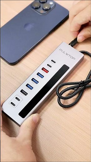 PULWTOP Powered USB C Hub - 10Gbps Data Transfer combine with 45W Charging Ports