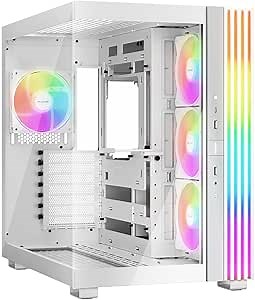 be quiet! Light Base 600 LX White PC Case | Fully Windowed Front and Side Panel | Dual Chamber | ARGB LED Strip | 4 Light Wings LX 120mm PWM Fans | Inverted and Horizontal Layout Customizable | BGW68