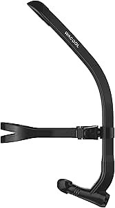 WACOOL Training Swim Snorkel Tube for Lap Swimming, Center-Mount Swivel Headband Ultimate Fit, Liquid Silicone Mouthpiece, One-Way Purge Valve, Anti-Splash Guard, for Adult Men Women (S201)