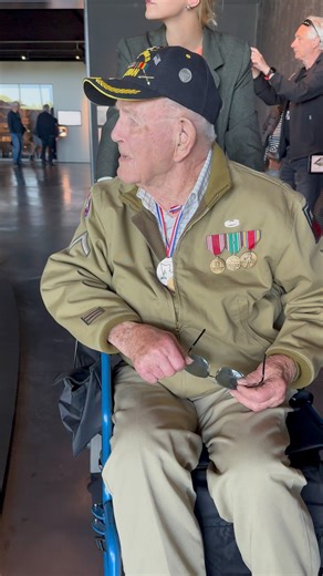 World War II Veteran Dennis Boldt visits the new glider exhibit at the Airborne Museum in Sainte-Mere-Eglise, led by Andgie, founder of AVA (Friends of American Veterans) Next Gen.#dday #NormandyTrip #WW2History #NormandyInvasion #DdayAnniversary #WW2Travel #NormandyBeaches #DdayLandings #WW2Normandy #NormandyTour #DdayMemorial #WW2Sites #NormandyHistory #Dday75 #WW2Traveler #NormandyBattlefields #DdayTour #WW2Remembrance #NormandyExperience #DdayHistory #omahabeach #dday79 #britishhero #british