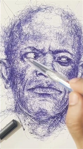 Ballpen Scribble Portrait | Realistic Face Drawing #art #artist #shorts