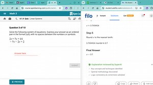 Solve the following system of equations. Express your answer as... | Filo