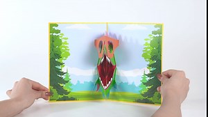 Dinosaur Pop-up Card - This Happy Birthday card will Bring A Smile to every Kids face, This Creative fun Card Is Beautifully Colored and Designed a cute Tyrannosaurus 3D Card.